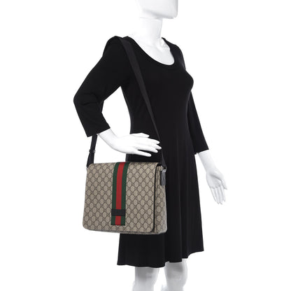 Gucci GG Supreme Monogram Web Flap Messenger Bag Black 2 of 8