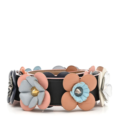 Fendi Vitello Dolce Flowerland Bi-Color Studded Strap You Black Sand Multicolor 2 of 11