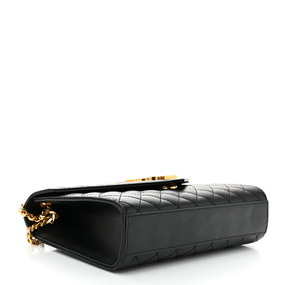Saint Laurent Grain De Poudre Textured Mixed Matelasse Triquilt Medium Monogram Satchel Black 4 of 10