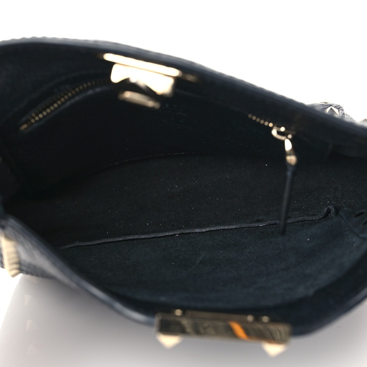Pebbled Calfskin Mini Rockstud Flip-Lock Messenger Bag Black
