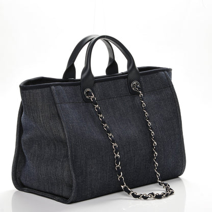 Chanel Canvas Large Deauville Tote Dark Blue 3 of 8