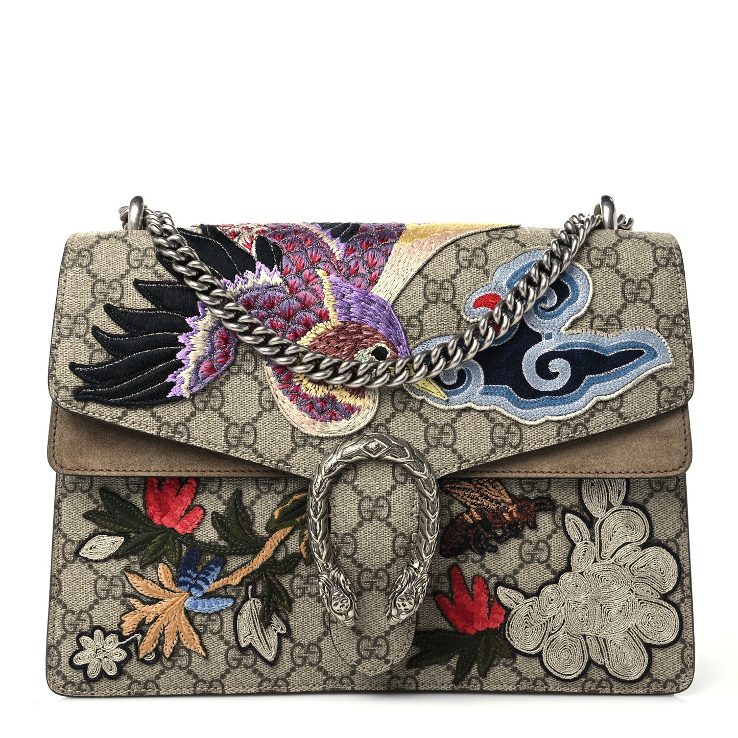 GG Supreme Monogram Embroidered Medium Dionysus Shoulder Bag Taupe
