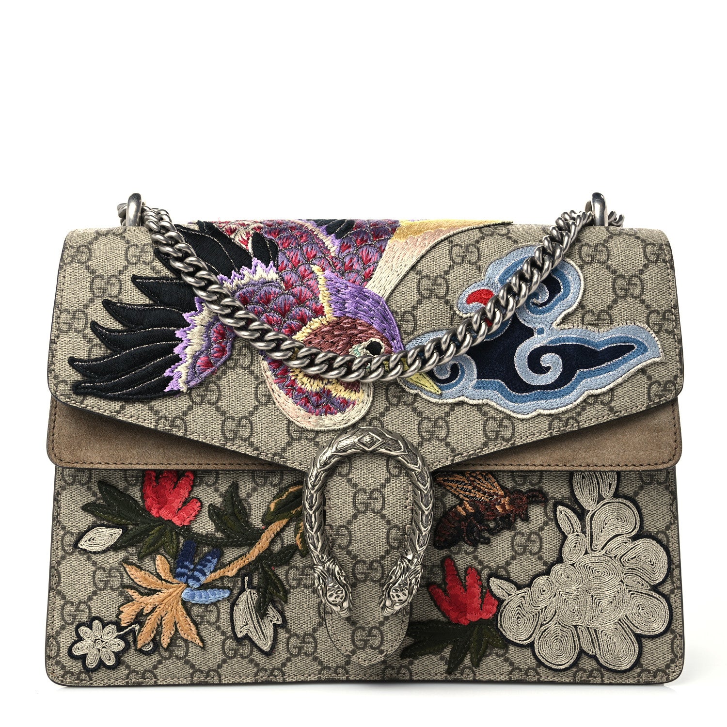 Gucci GG Supreme Monogram Embroidered Medium Dionysus Shoulder Bag Taupe 1 of 9