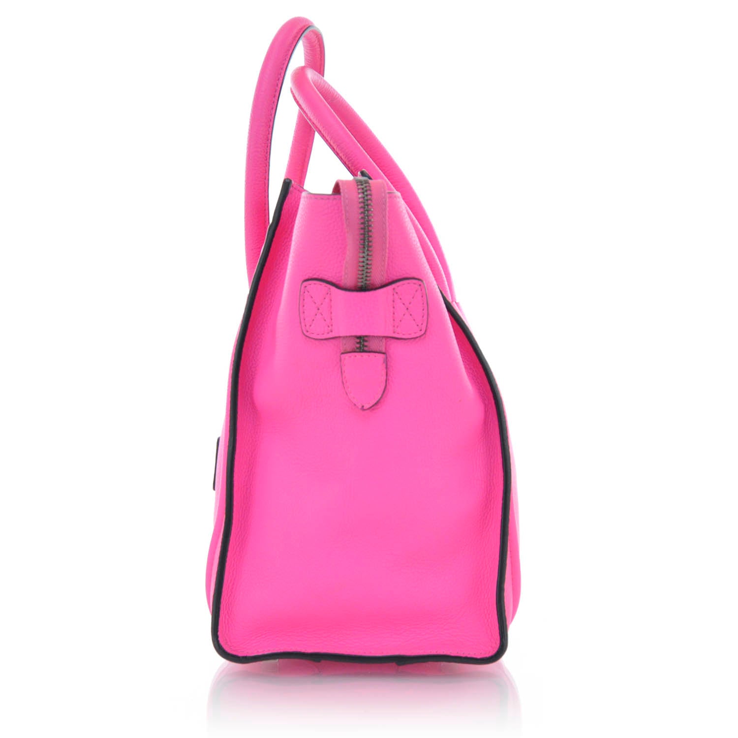 Celine Pebbled Leather Mini Luggage Fluo Pink 4 of 9