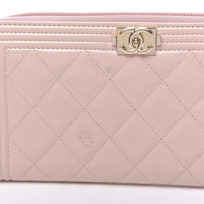 Chanel Patent Quilted Boy Long Zip Around Wallet Light Pink 9 of 12