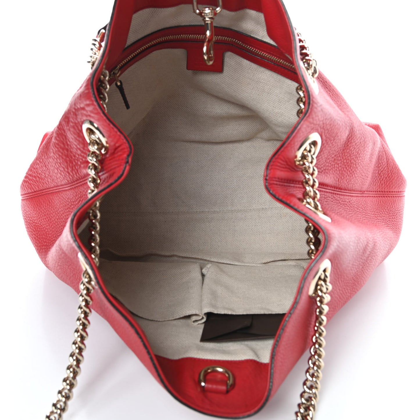 Pebbled Calfskin Medium Soho Chain Shoulder Bag Tabasco Red