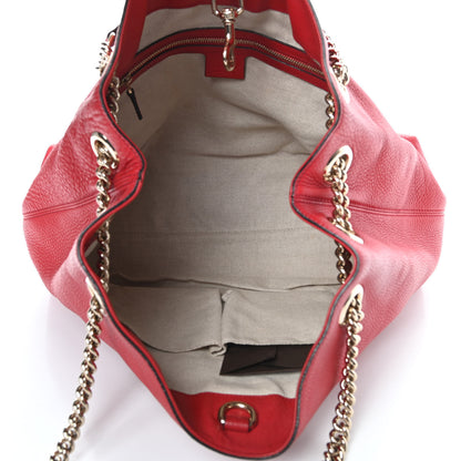 Gucci Pebbled Calfskin Medium Soho Chain Shoulder Bag Tabasco Red 5 of 13
