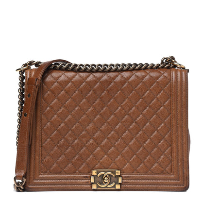 Chanel Caviar Quilted Large Boy Flap Light Brown 1 of 10