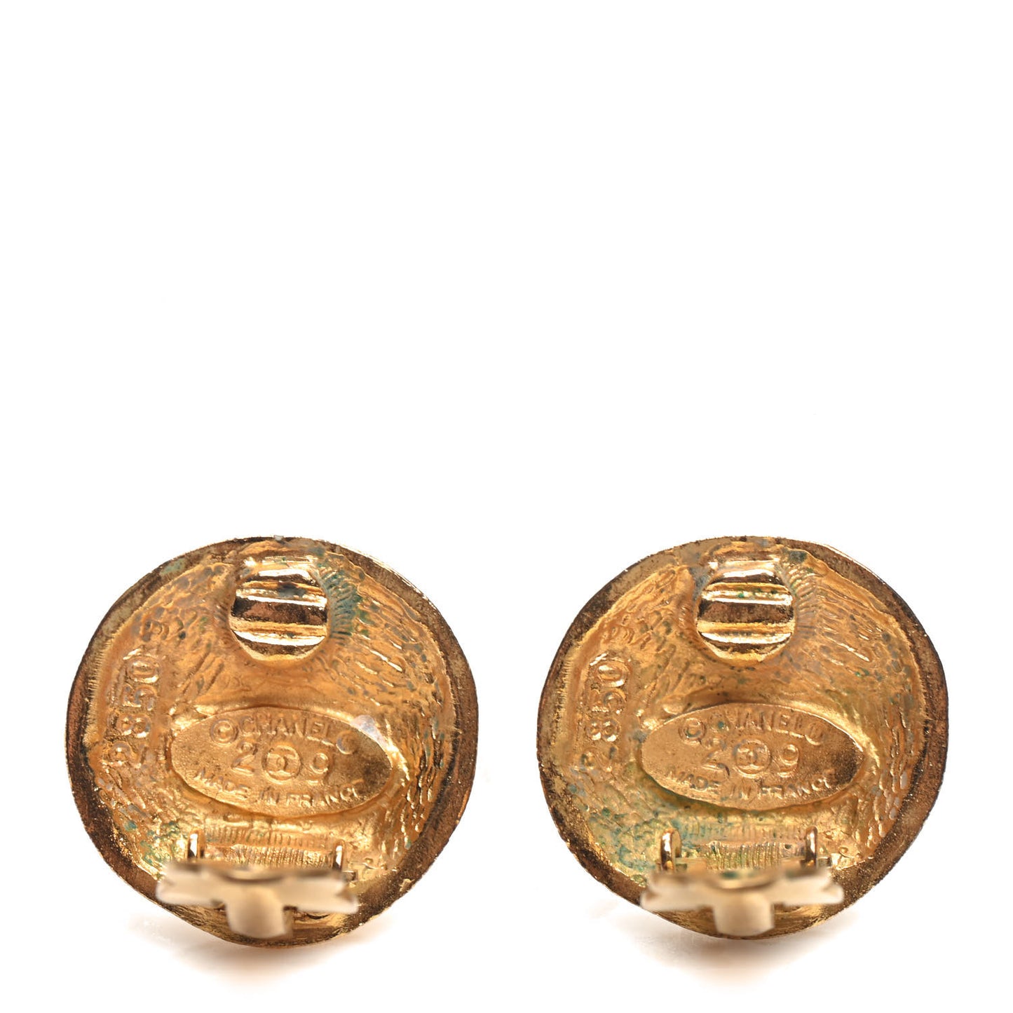 Round CC Clip On Earrings Gold