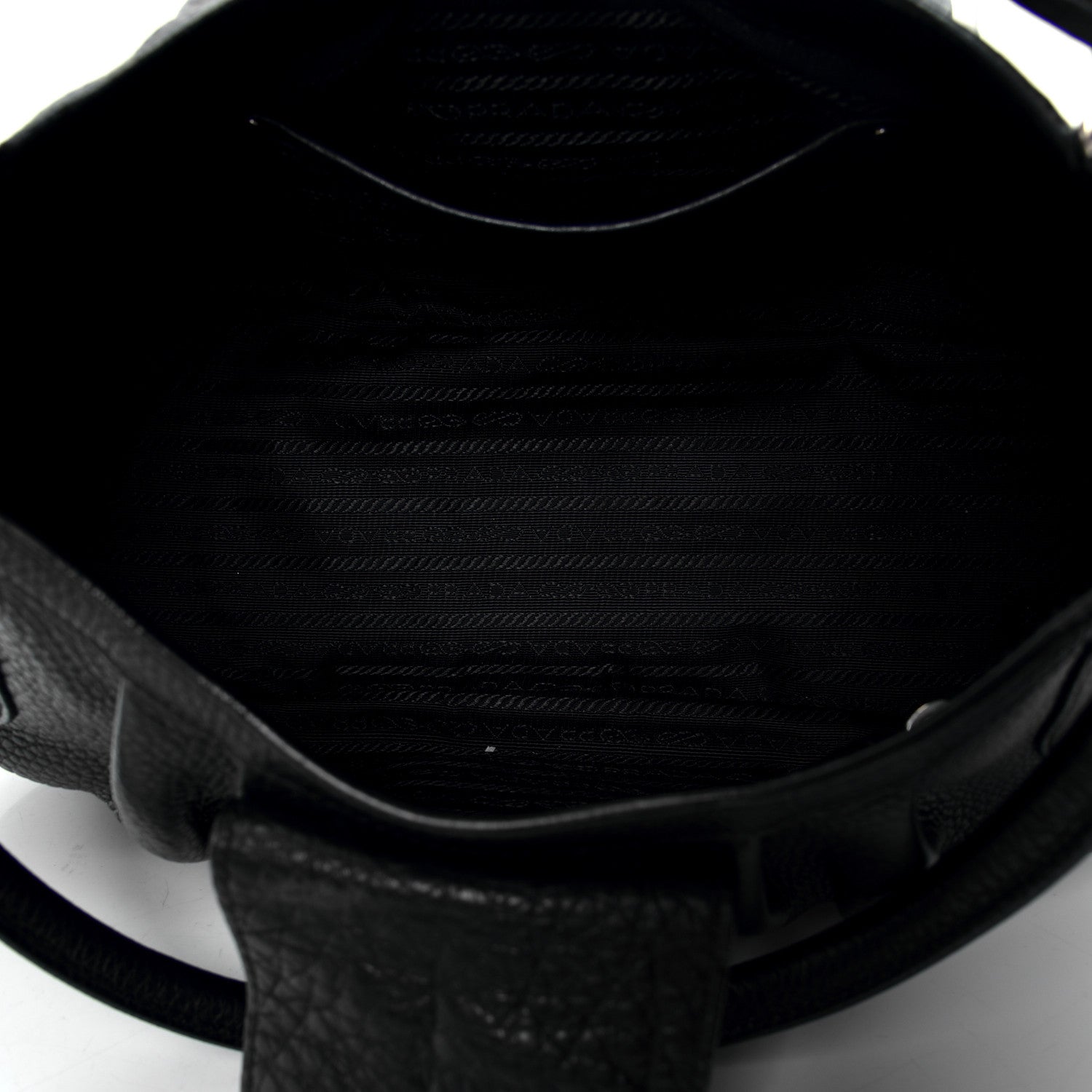 Prada Vitello Daino Pushlock Flap Shoulder Bag Black 4 of 4