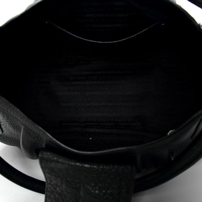Prada Vitello Daino Pushlock Flap Shoulder Bag Black 4 of 4