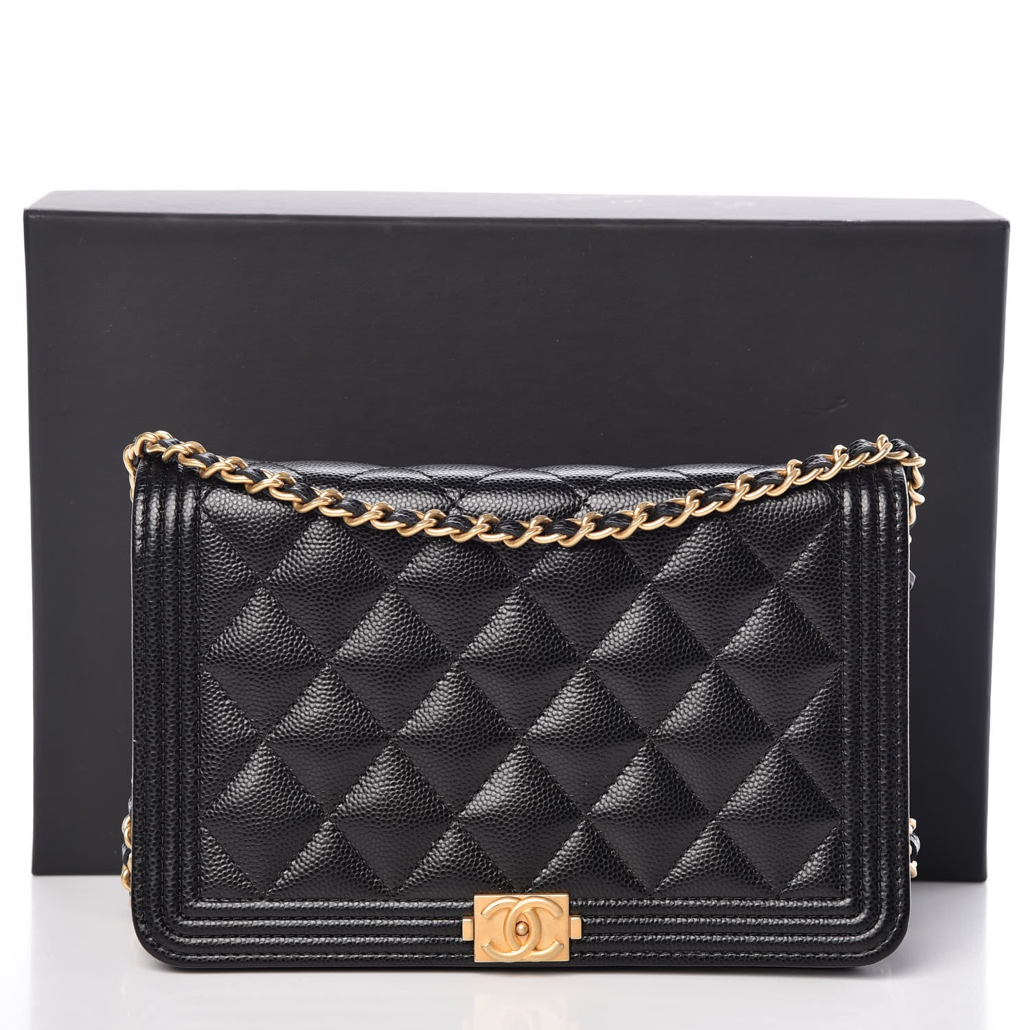 Chanel Caviar Quilted Boy Wallet On Chain WOC Black 12 of 12