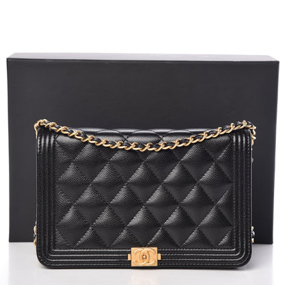 Chanel Caviar Quilted Boy Wallet On Chain WOC Black 12 of 12