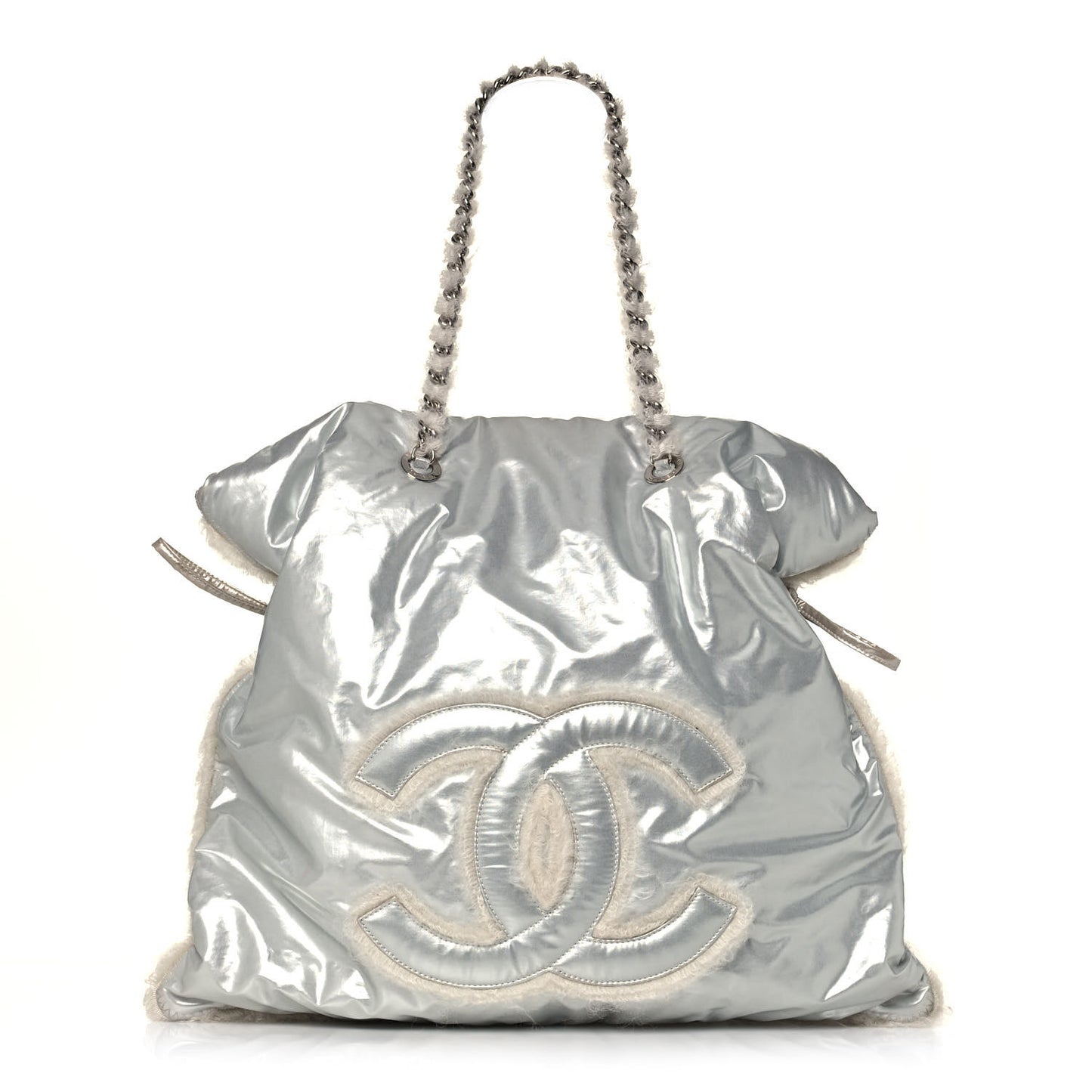 Vinyl Mohair Trimmed CC Bonbons Tote Silver