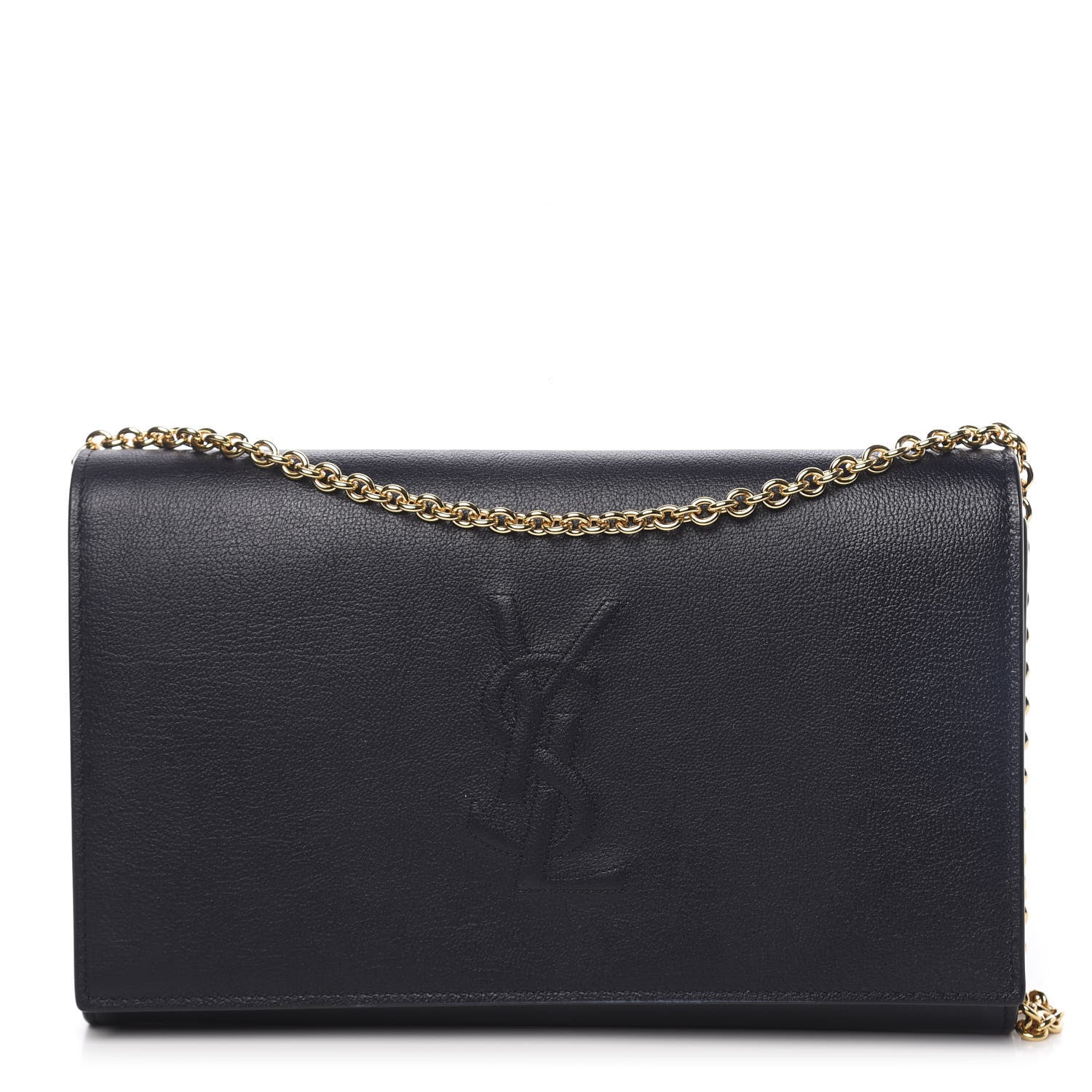 Saint Laurent Calfskin Monogram Belle de Jour Chain Clutch Navy 1 of 11