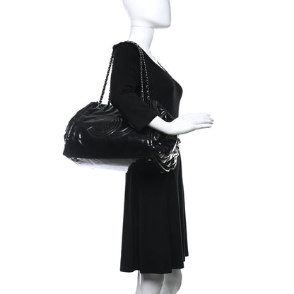 Chanel Vinyl Lipstick Ligne Accordion Tote Black 2 of 14