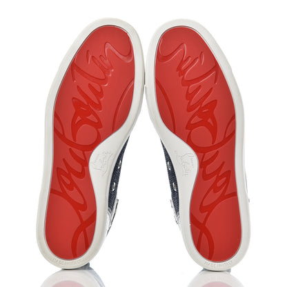 Christian Louboutin Lame Lou Spikes Flat Sneakers 38 Blue 5 of 12