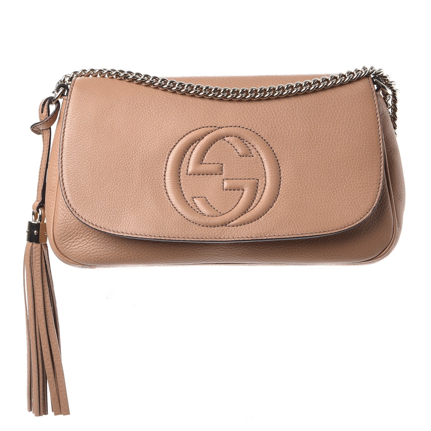 Gucci Pebbled Calfskin Medium Soho Flap Crossbody Camelia 1 of 7