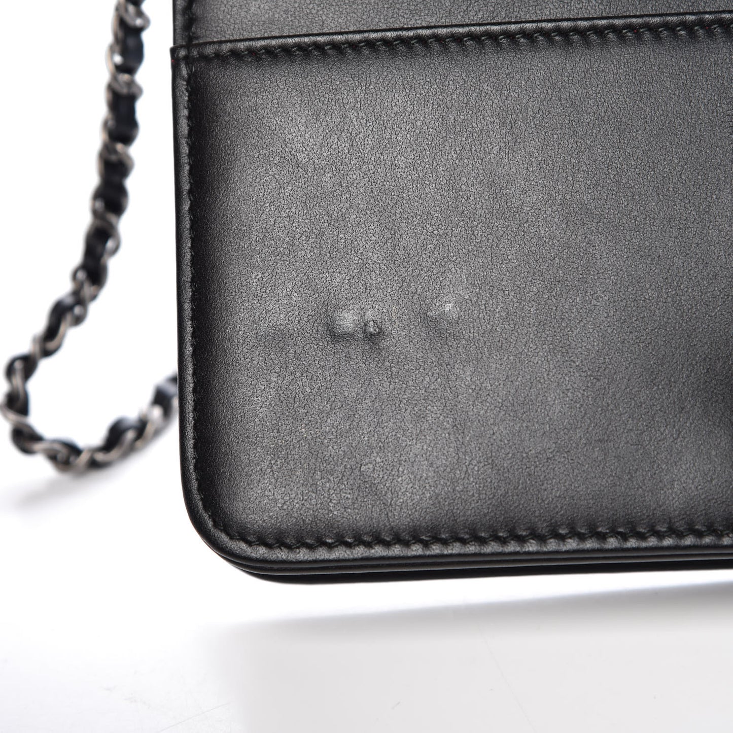 Aged Calfskin Quilted Gabrielle Wallet On Chain WOC Navy Black