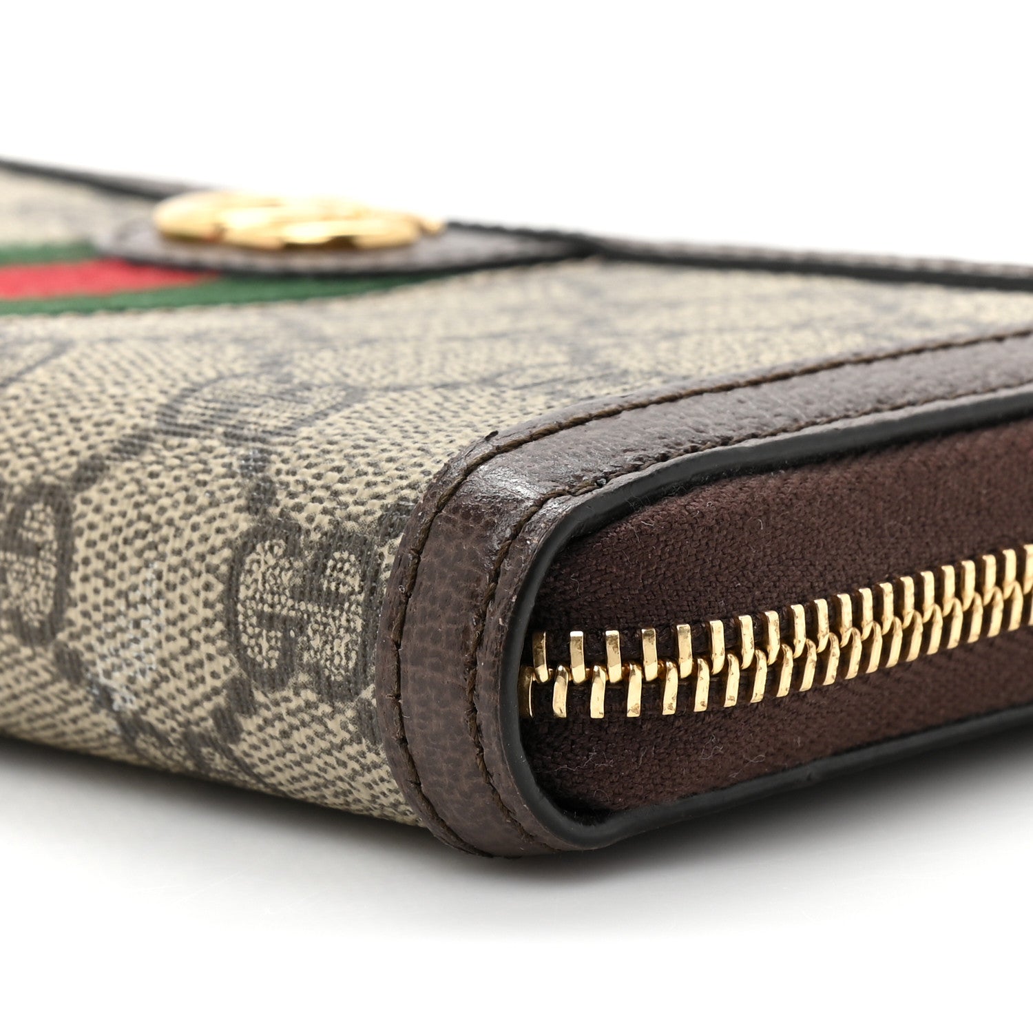 Gucci GG Supreme Monogram Web Ophidia Zip Around Wallet Brown 11 of 16