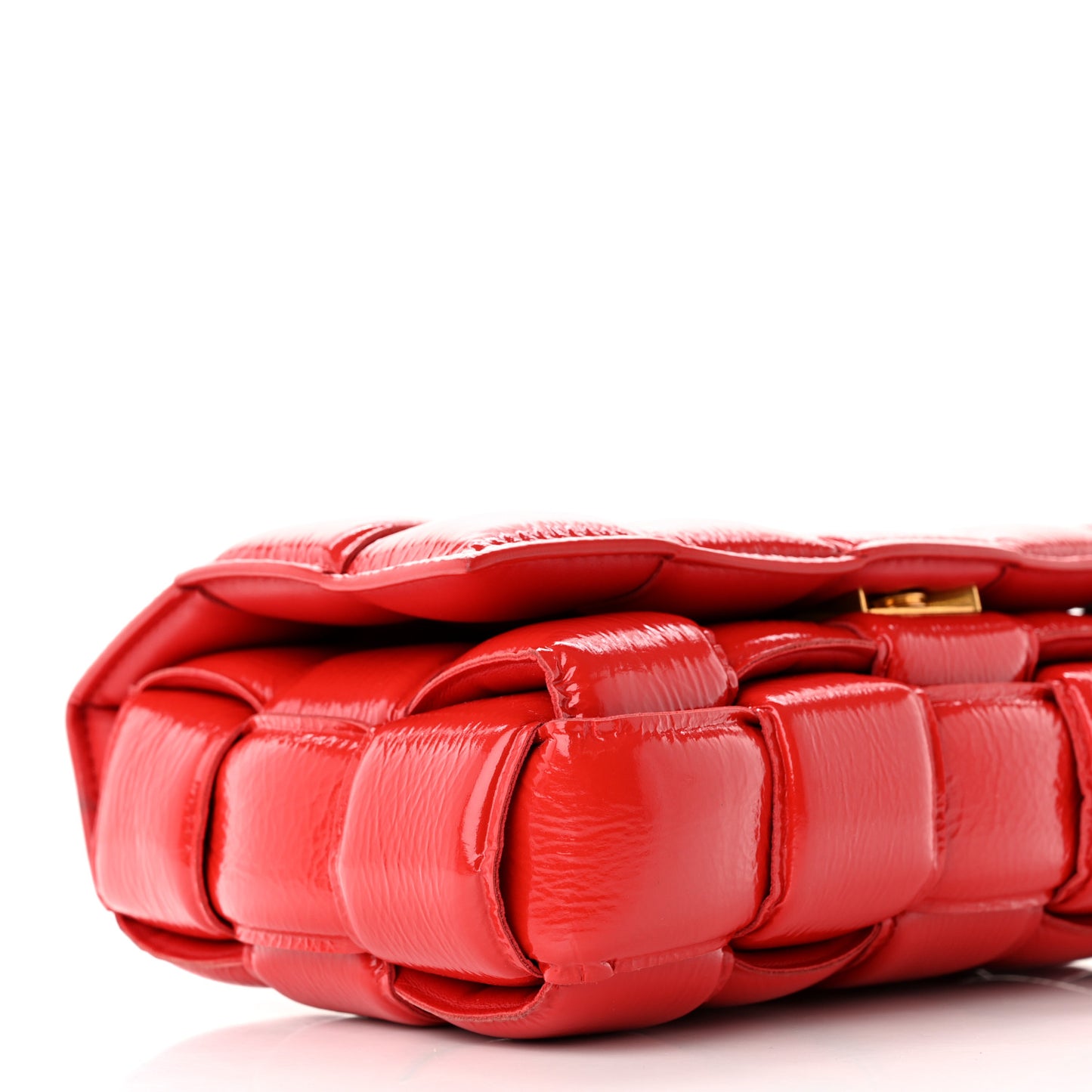Textured Deerskin Maxi Intrecciato Padded Cassette Crossbody Bag Chili