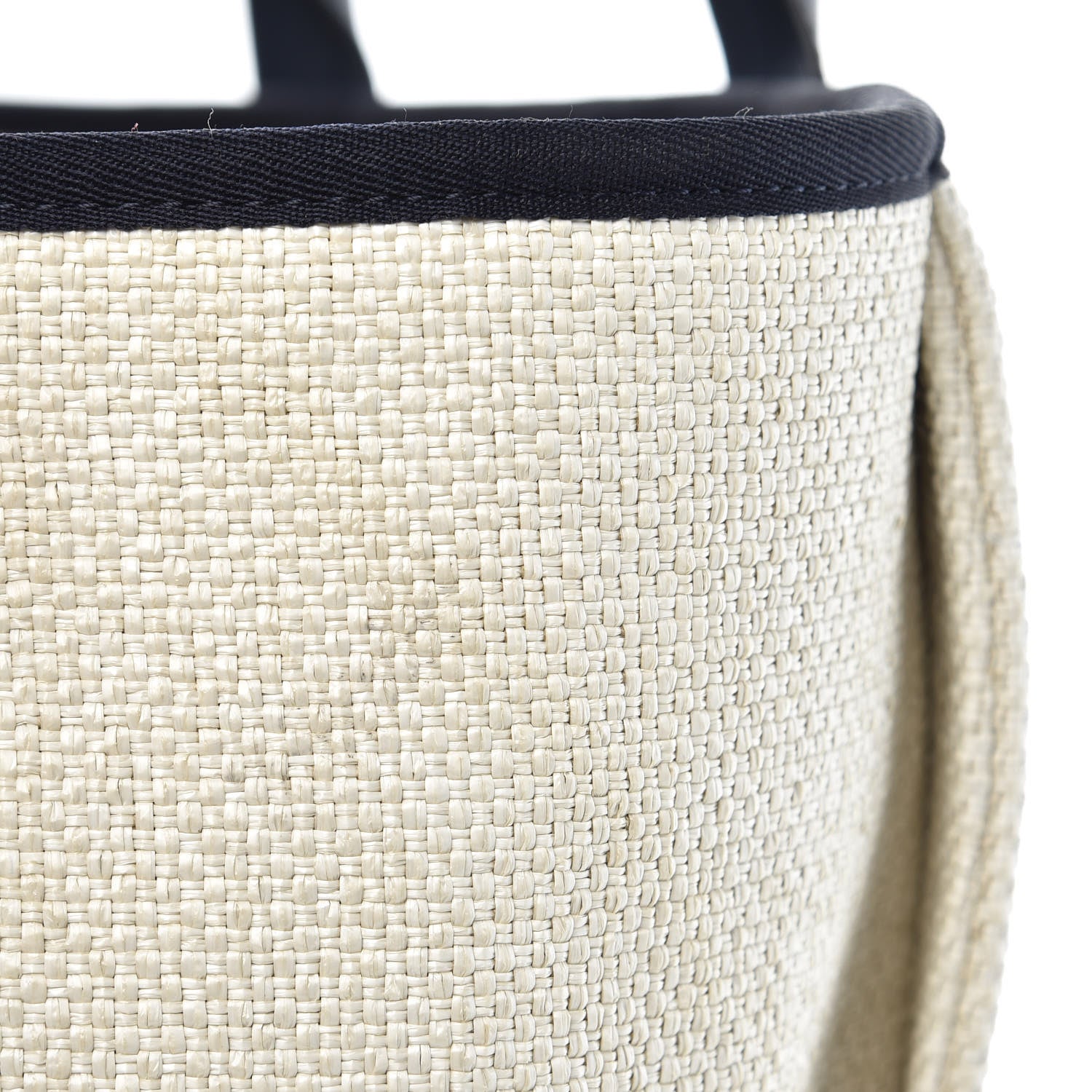 Chanel Woven Straw Raffia Large Deauville Tote White Navy 9 of 9