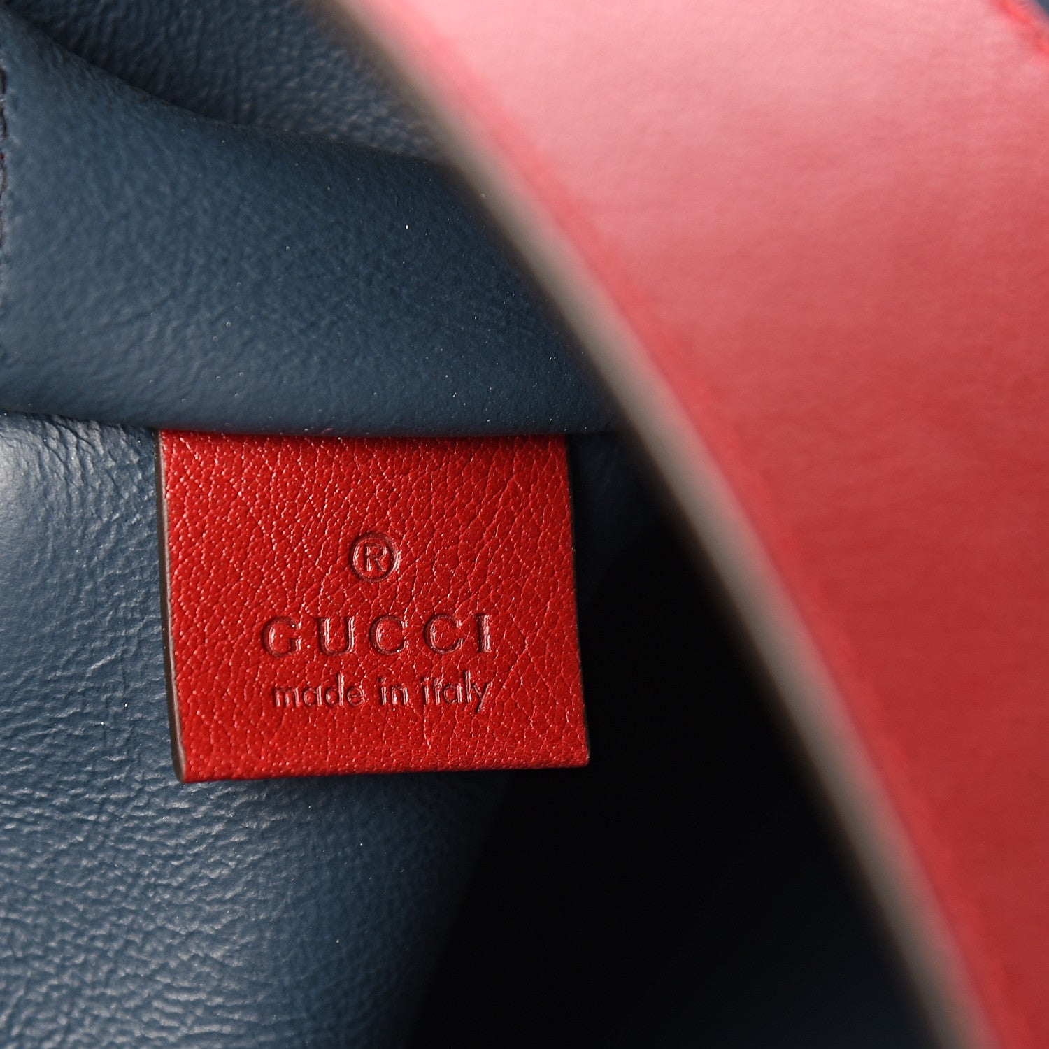 Gucci Suede Calfskin Large Rajah Chain Tote New Blue Romantic Cherry 6 of 10