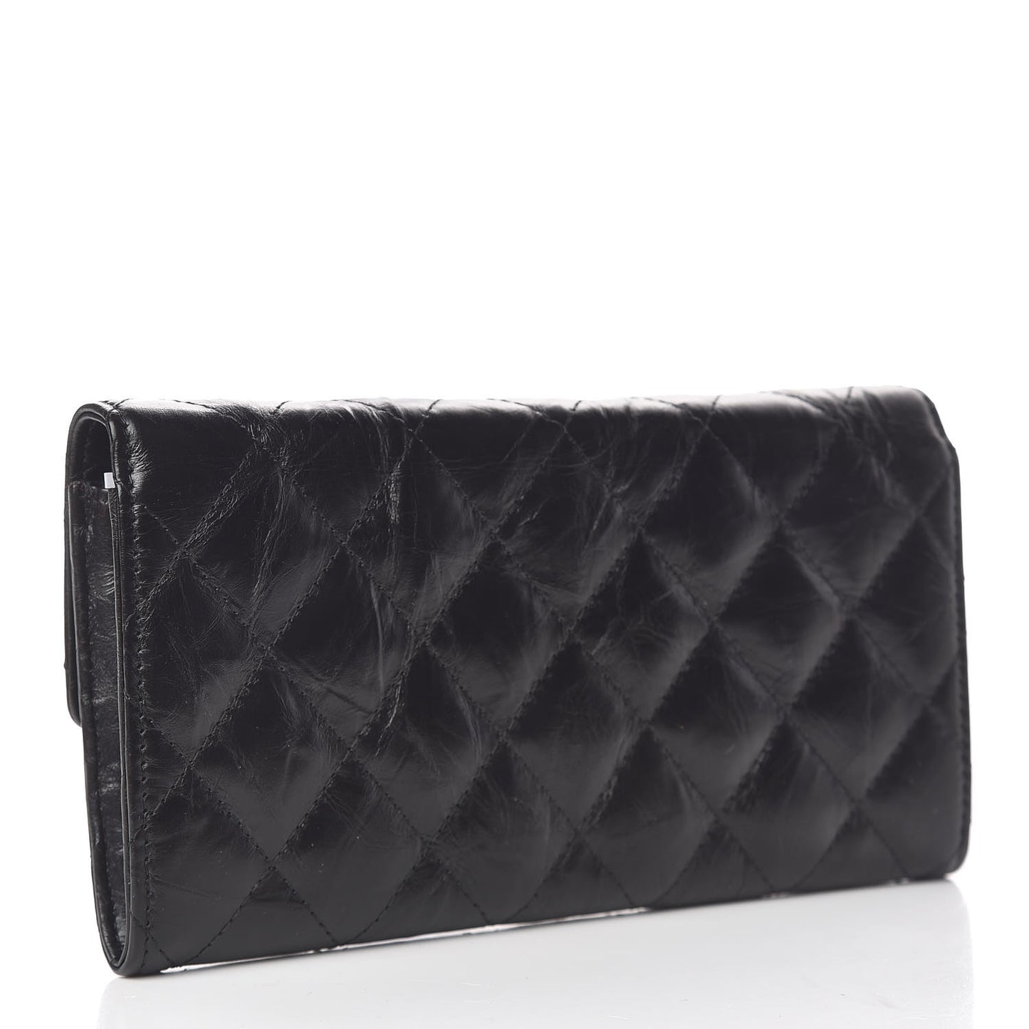 Aged Calfskin Quilted 2.55 Reissue Flap Wallet So Black
