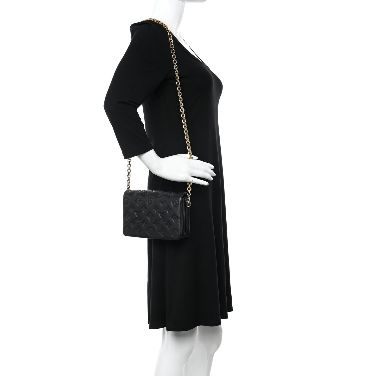 Lambskin Embossed Monogram Pochette Coussin Black