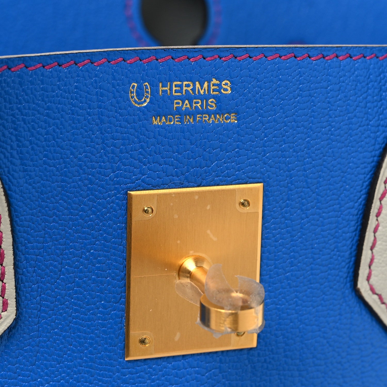 Hermes Chevre Mysore Horseshoe Birkin 30 Bleu Hydra Gris Perle Rose Shocking 6 of 13