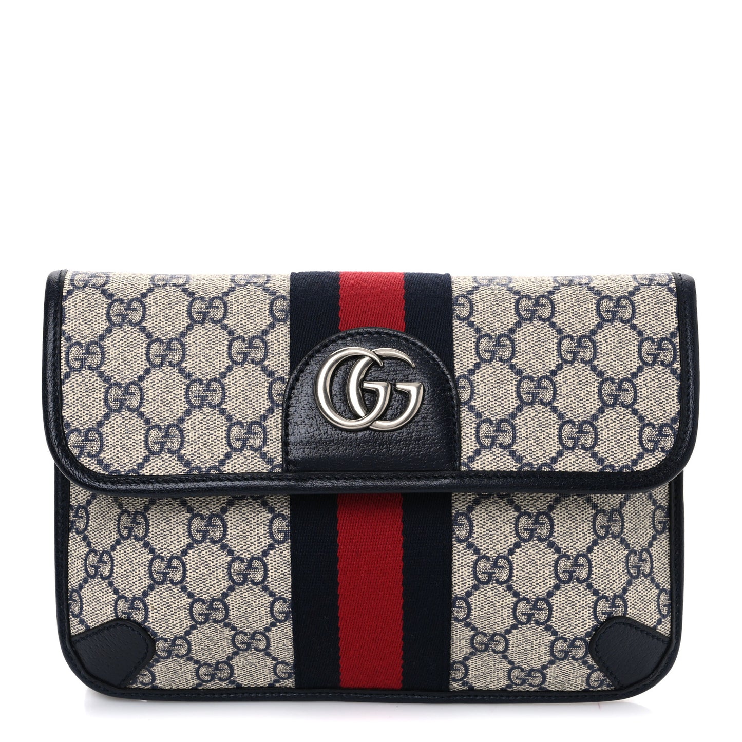 GG Supreme Monogram Web Small Ophidia Belt Bag 100 40 Beige Navy