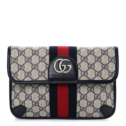 Gucci GG Supreme Monogram Web Small Ophidia Belt Bag 100 40 Beige Navy 1 of 10