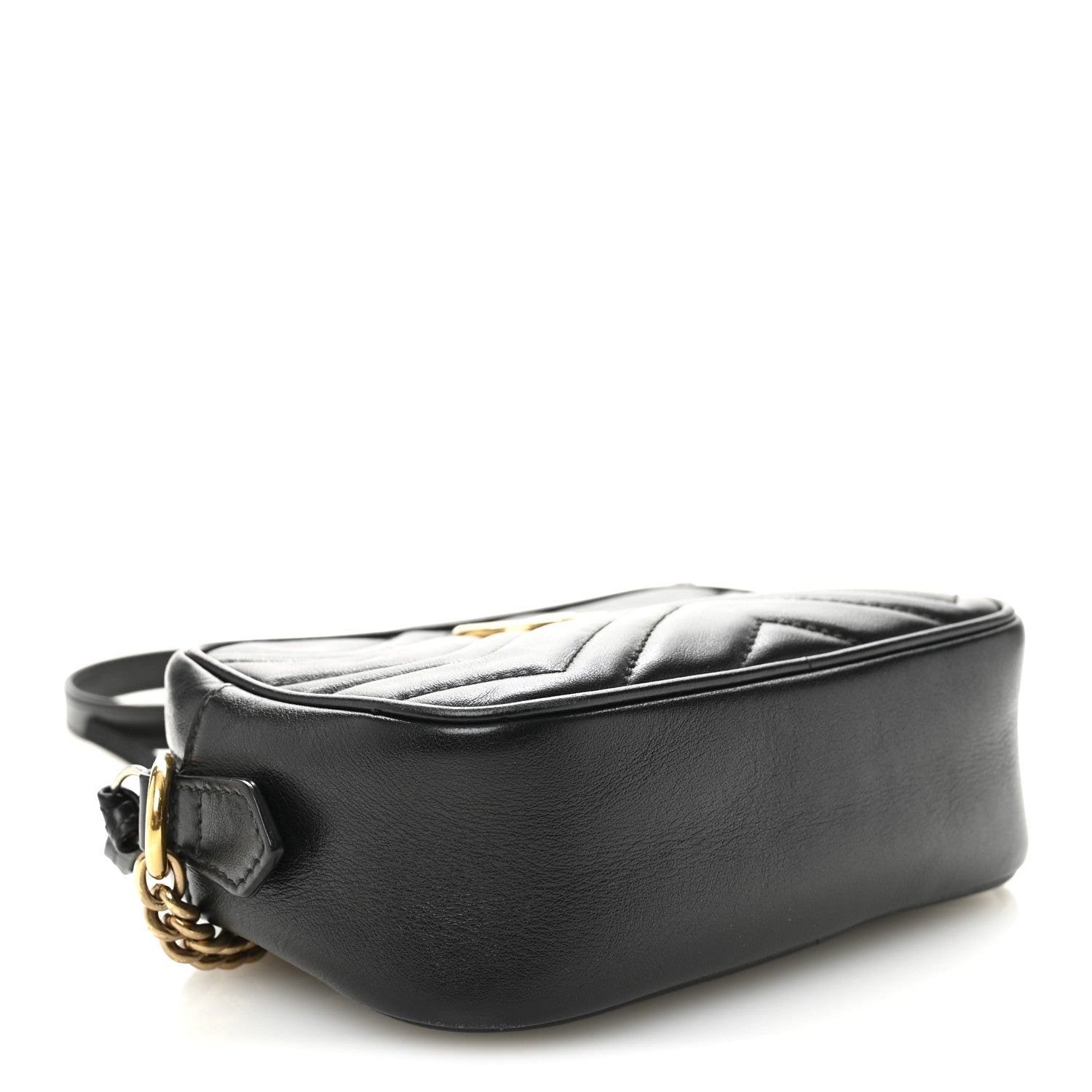Gucci Calfskin Matelasse Mini GG Marmont Chain Shoulder Bag Black 4 of 10