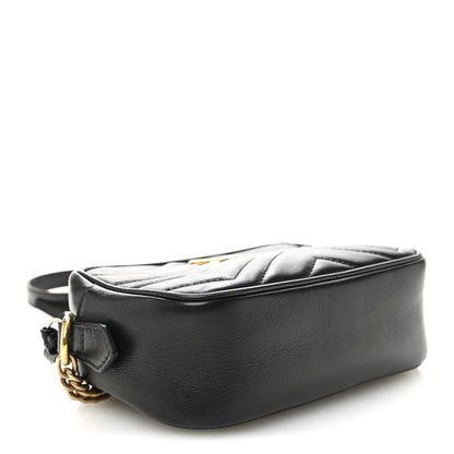 Gucci Calfskin Matelasse Mini GG Marmont Chain Shoulder Bag Black 4 of 10