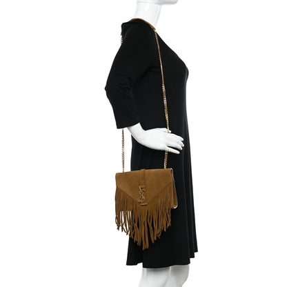 Saint Laurent Suede Fringe Small Monogram Satchel Light Ocre 2 of 10