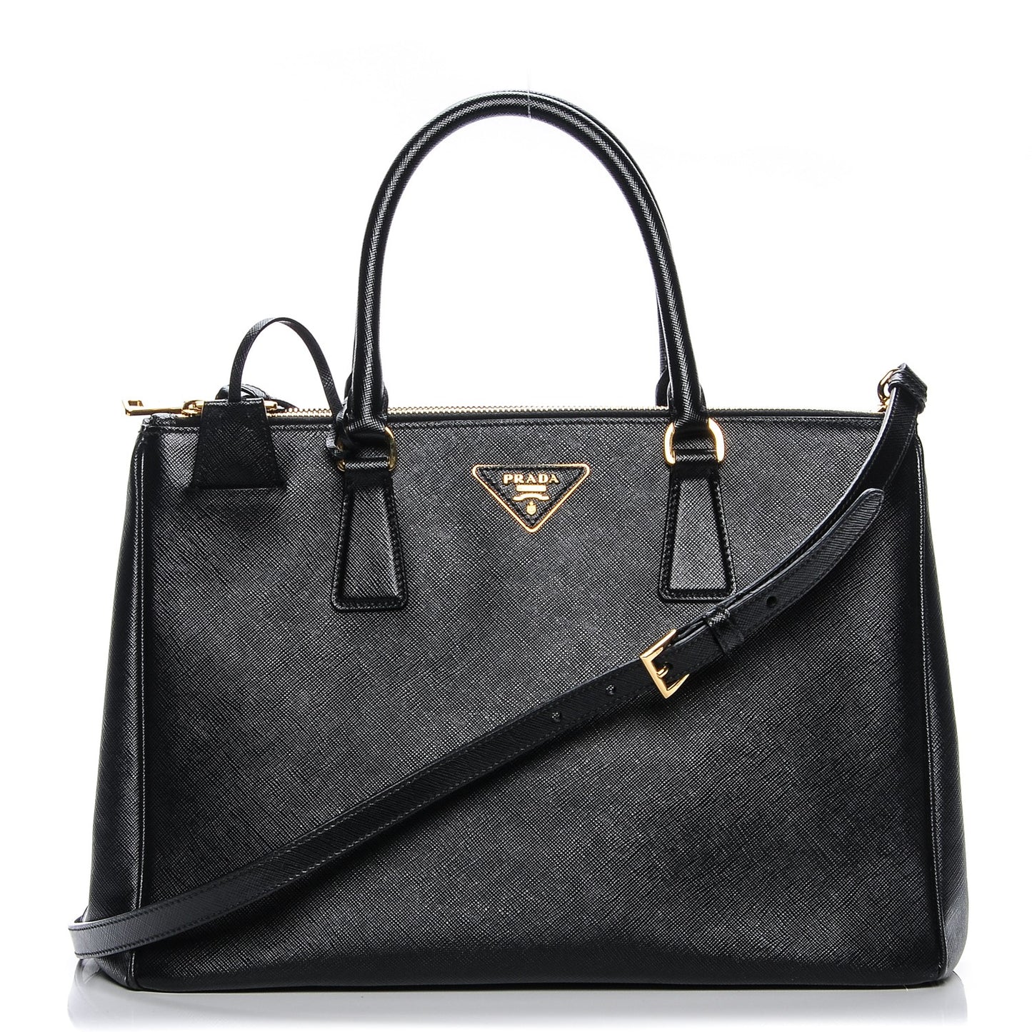 Saffiano Medium Galleria Double Zip Tote Black