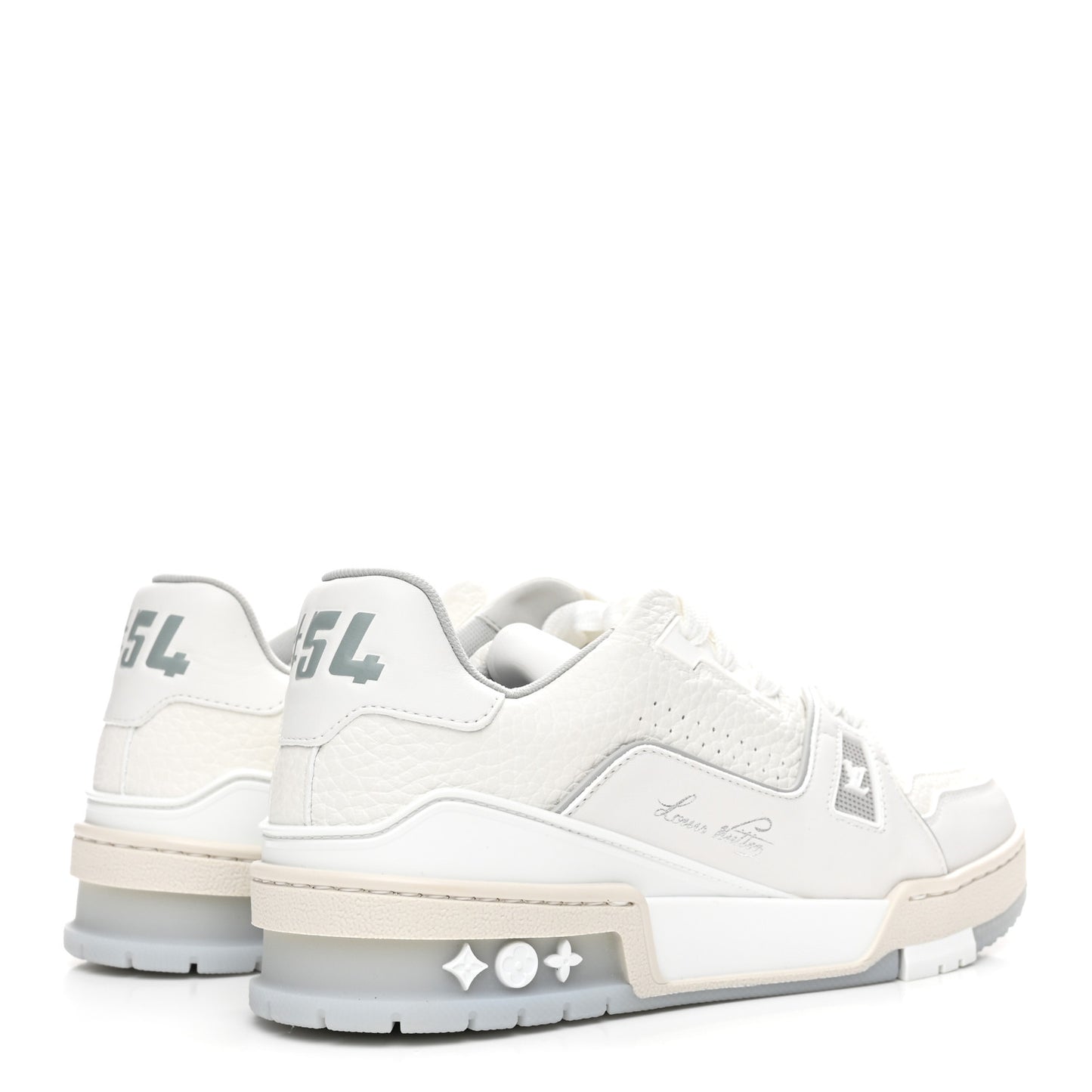 Grained Calfskin Womens LV Trainer Sneakers 37 White