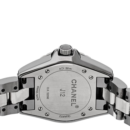 Chanel Stainless Steel Ceramic Diamond 33mm J12 Quartz Watch Grey 4 of 5