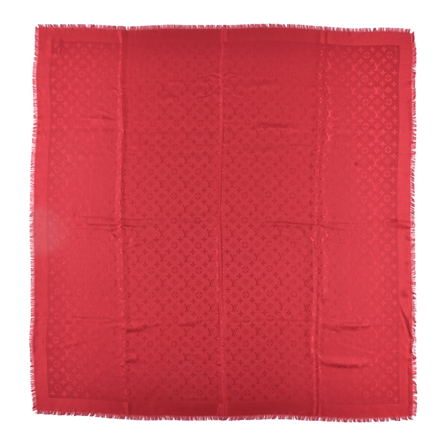 Louis Vuitton Silk Wool Monogram Shawl Pomme D'Amour 1 of 3