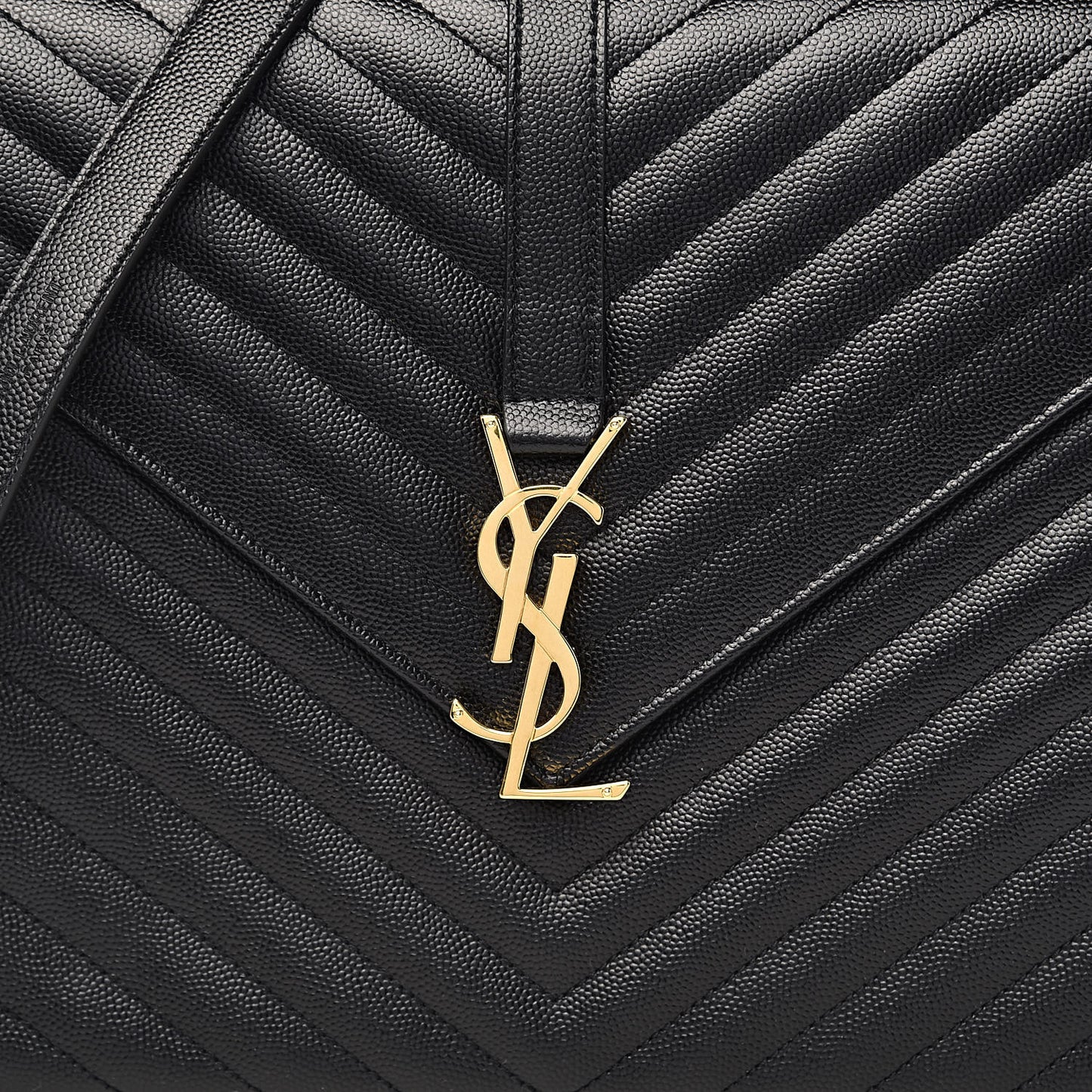 Grain De Poudre Matelasse Chevron Large Monogram Satchel Black