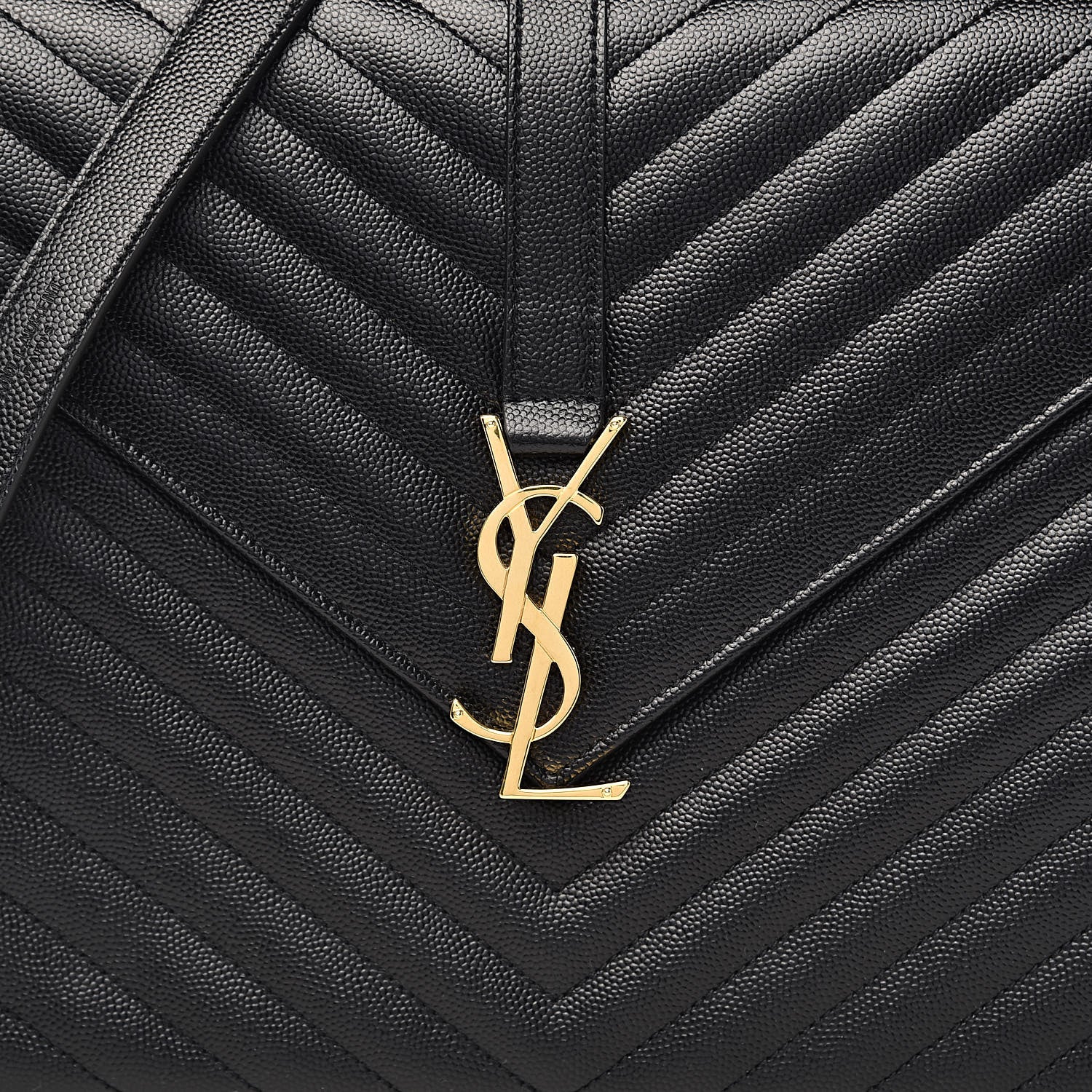Saint Laurent Grain De Poudre Matelasse Chevron Large Monogram Satchel Black 10 of 10