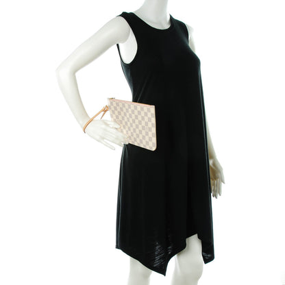 Louis Vuitton Damier Azur Neverfull MM GM Pochette Rose Ballerine 2 of 7
