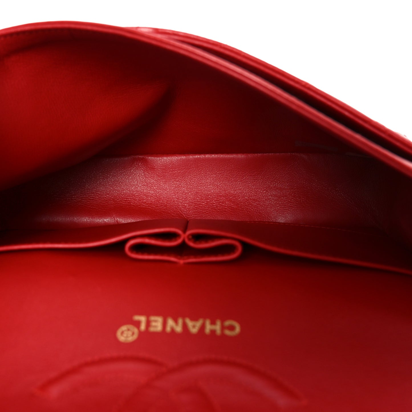 Lambskin Quilted Medium Double Flap Red