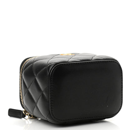 Chanel Lambskin Quilted Mini Pearl Crush Vanity Case With Chain Black 4 of 11