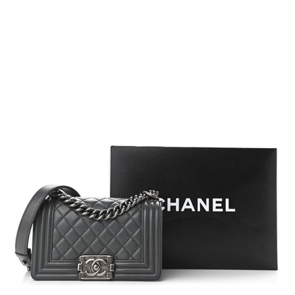 Chanel Lambskin Quilted Small Boy Flap Dark Grey 11 of 11