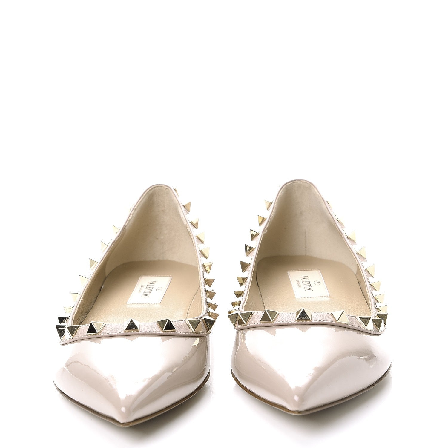 Valentino Garavani Patent Rockstud Ballerina Flats 38 Poudre 2 of 9