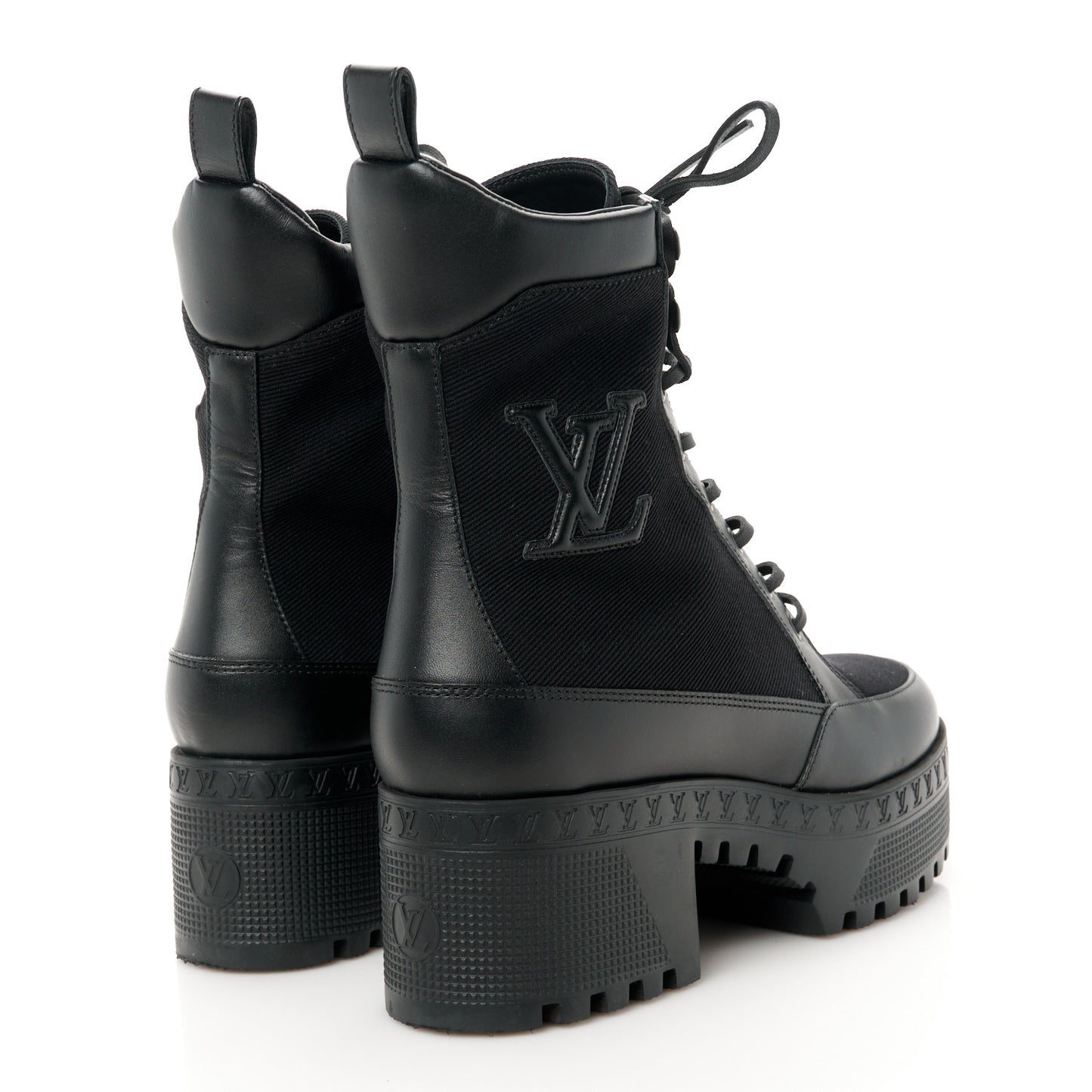Canvas Monogram Laureate Platform Desert Boots 37 Black