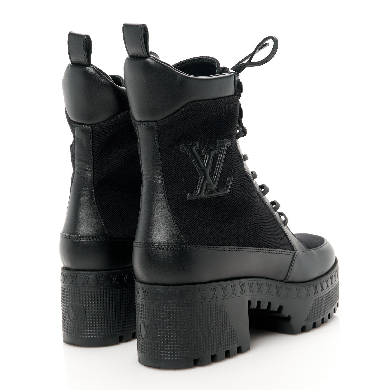 Louis Vuitton Canvas Monogram Laureate Platform Desert Boots 37 Black 4 of 9
