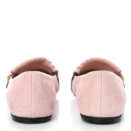 Gucci Kid Scamosciato Pearly GG Marmont Fringe Flats 36.5 Crystal Pink 5 of 10