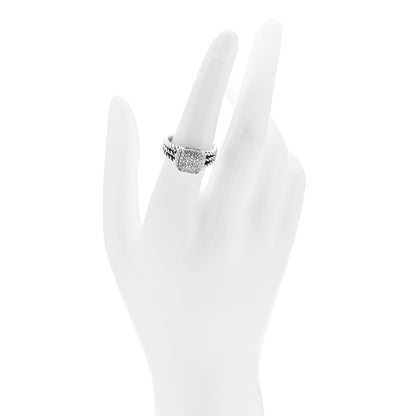 David Yurman Sterling Silver Diamond 10mm Petite Wheaton Ring 54 6.75 2 of 4